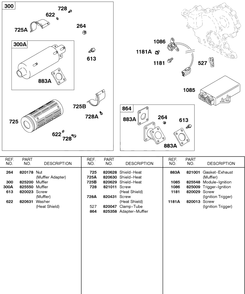 Muffler, Ignition Module Diagram and Parts List for 589447-0334-XX  Briggs and Stratton Engine